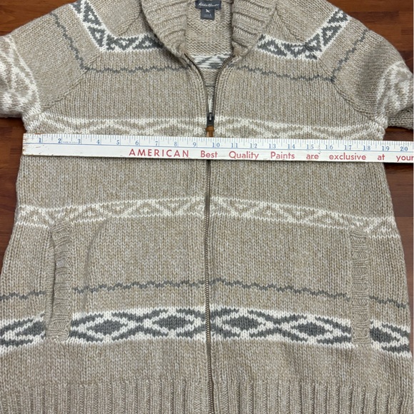 Eddie Bauer Wool Sweater Full Zip Cardigan Nordic Fair Isle Jacket Size Large - Picture 9 of 16